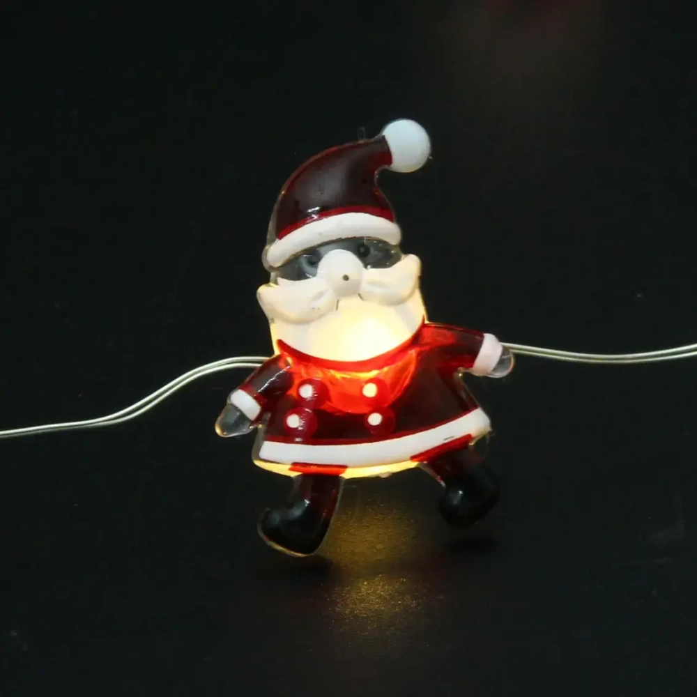 Гирлянда для дома «Дед Мороз» (3,3*2,5см) на батарейках 2,0 м 20 ламп LED, 1 реж., IP-20, Теплый белый (батарейки CR2032)