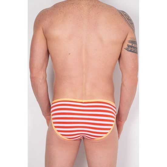 Мужские трусы брифы белые в оранжевую полоску Cosmos Colors FC40_OW