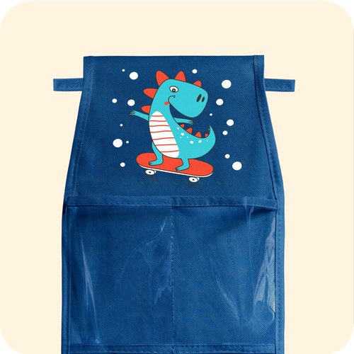 Кармашки для детского сада на резинке. Динозавр