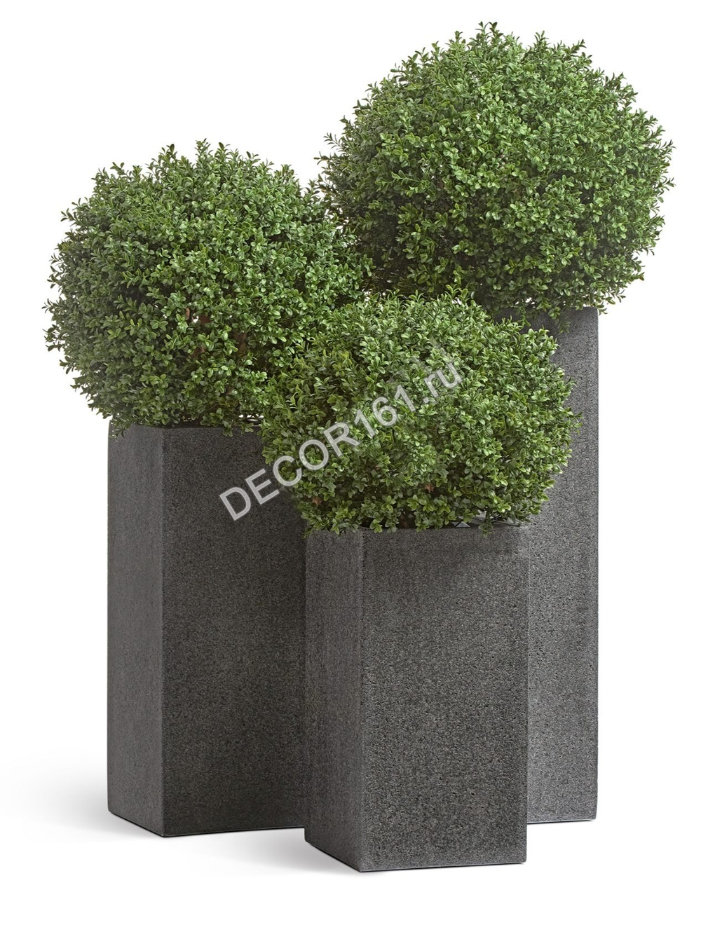 Кашпо TREEZ Effectory Stone Высокий куб Тёмно-серый камень 31х31 см, в-60 см 1/1 41.33-01-22-087-GR-060