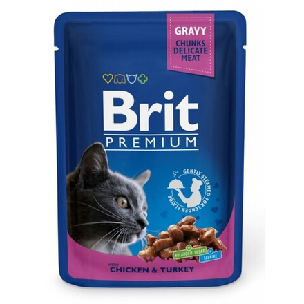 Brit Premium Пауч для кошек "Курица и индейка", 85гр