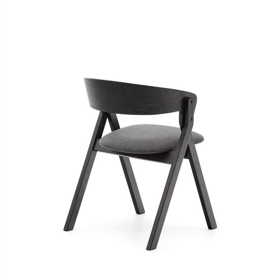 Стул Godia из дерева с черной отделкой и серым шениллом