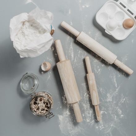 Набор деревянных скалок из древесины сибирского кедра 3шт. 31-40 см. RPN5