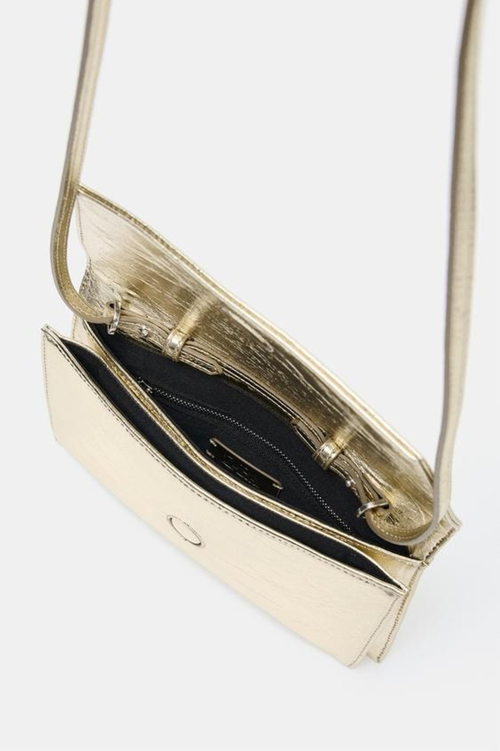 ZARA СУМКА С РЕЛЬЕФНЫМ УЗОРОМ И КЛАПАНОМ, ЗОЛОТИСТЫЙ