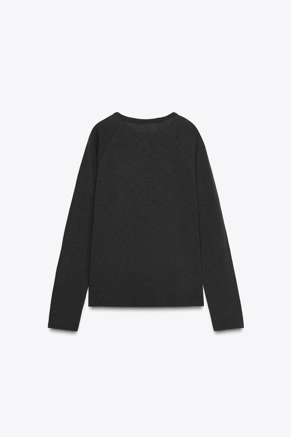 ZARA ХЛОПКОВАЯ ФУТБОЛКА РЕГЛАН, АНТРАЦИТОВО-СЕРЫЙ