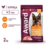 Сухой корм AWARD для взрослых собак крупных пород с курицей и индейкой с добавлением тыквы и шиповника 2кг