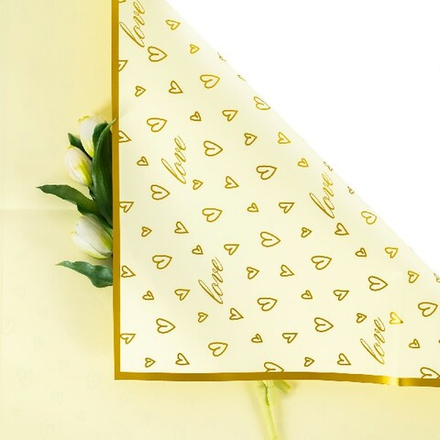 ЛИСТ двусторонняя "Сердечный бум" 57*57см Кремовый/20шт