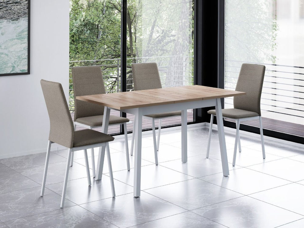 Стол кухонный обеденный раздвижной Белый/Цемент Светлый, Венеция, 110х70х75 см