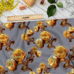 Ткань бифлекс золотые пионы