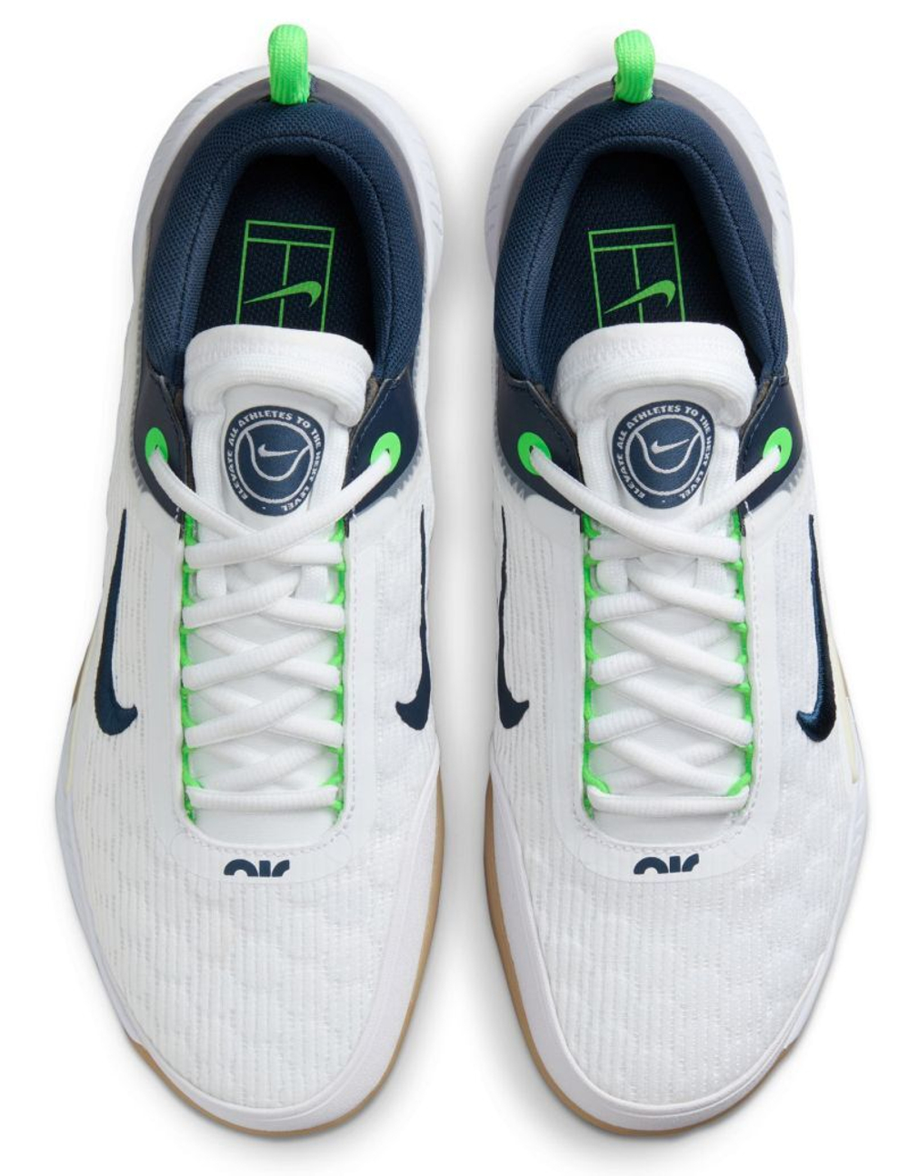 Мужские кроссовки теннисные Nike Zoom Court NXT Clay - white/midnight navy/green strike