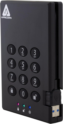 Apricorn Aegis Padlock 500GB — Аппаратно-шифруемый внешний жесткий диск Военное шифрование AES 256-bit XTS и защита от физического взлома