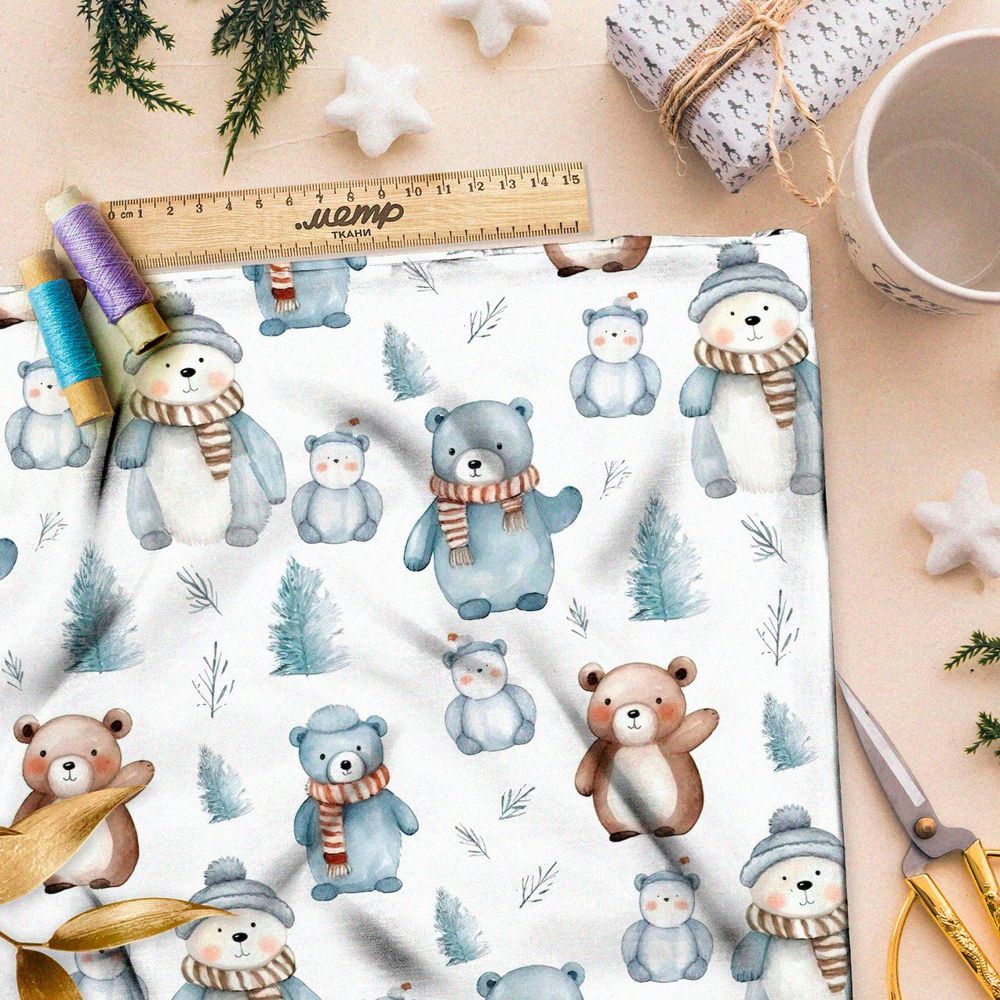 Ткань премиум мембрана зимние медведи