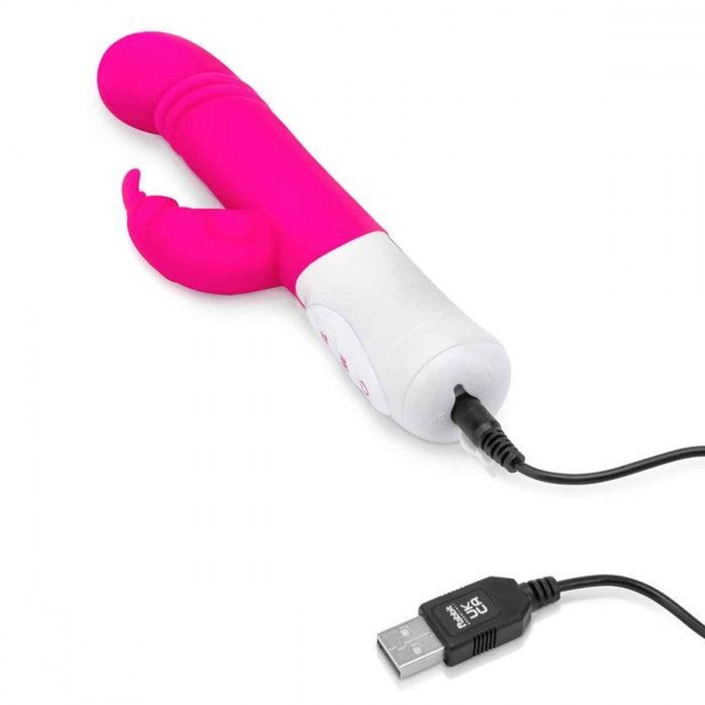 Розовый массажер для G-точки Slim Shaft thrusting G-spot Rabbit - 23 см. (Цвет: розовый)