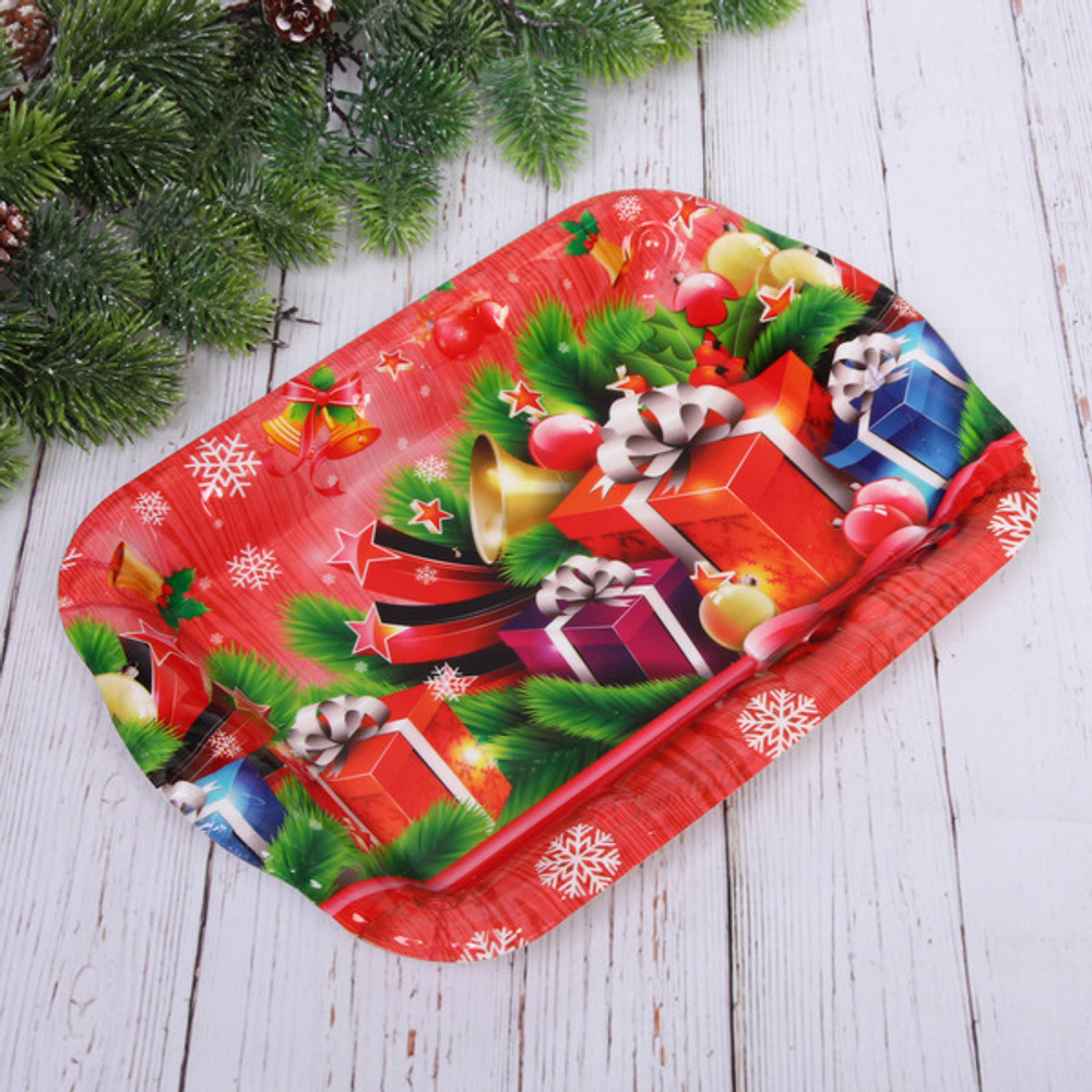 Поднос пластиковый «Новогодние подарки» 25*35см