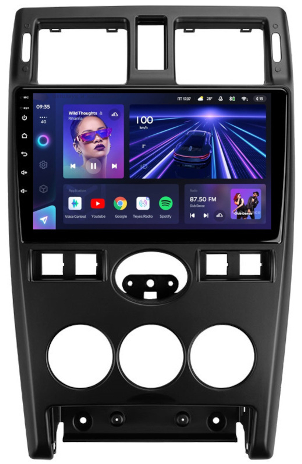 Магнитола для Lada Priora 2007-2013 (рамка черная) - Teyes CC3 на Android 10, QLED, ТОП процессор, 4Гб+32Гб, CarPlay, 4G SIM-слот