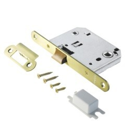 Защелка АЛЛЮР АРТ L7050 PR SВ мат.золото, пластик, овал.планка 18мм б/ручек с фиксатором  / 11559