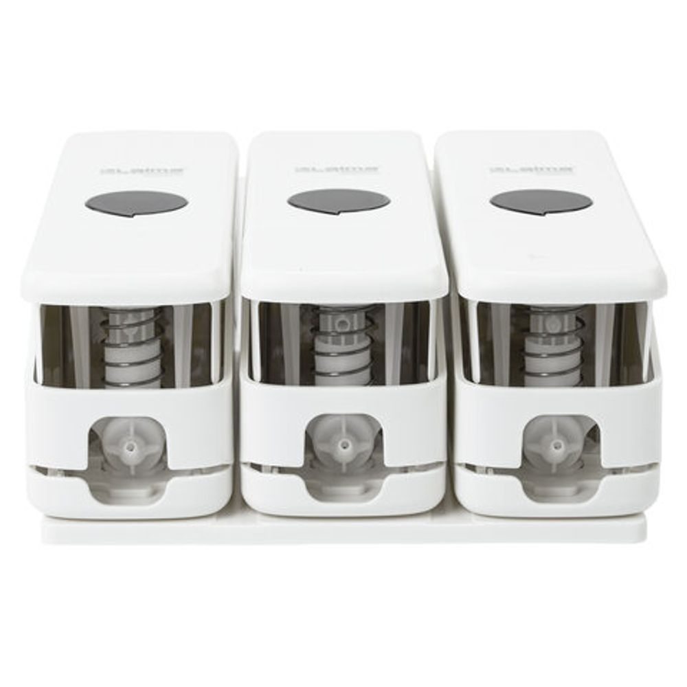 Дозатор тройной 3 х 0,3 л для жидкого мыла/шампуня/геля LAIMA PREMIUM, НАЛИВНОЙ, белый, 609500