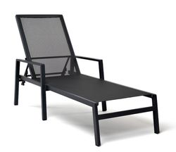 "Парма" шезлонг, каркас алюминий темно-серый (RAL7024) муар, ткань текстилен темно-серая, L206