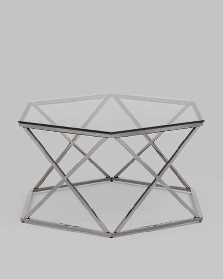 Журнальный столик Круз 93*80 стекло smoke сталь темный хром