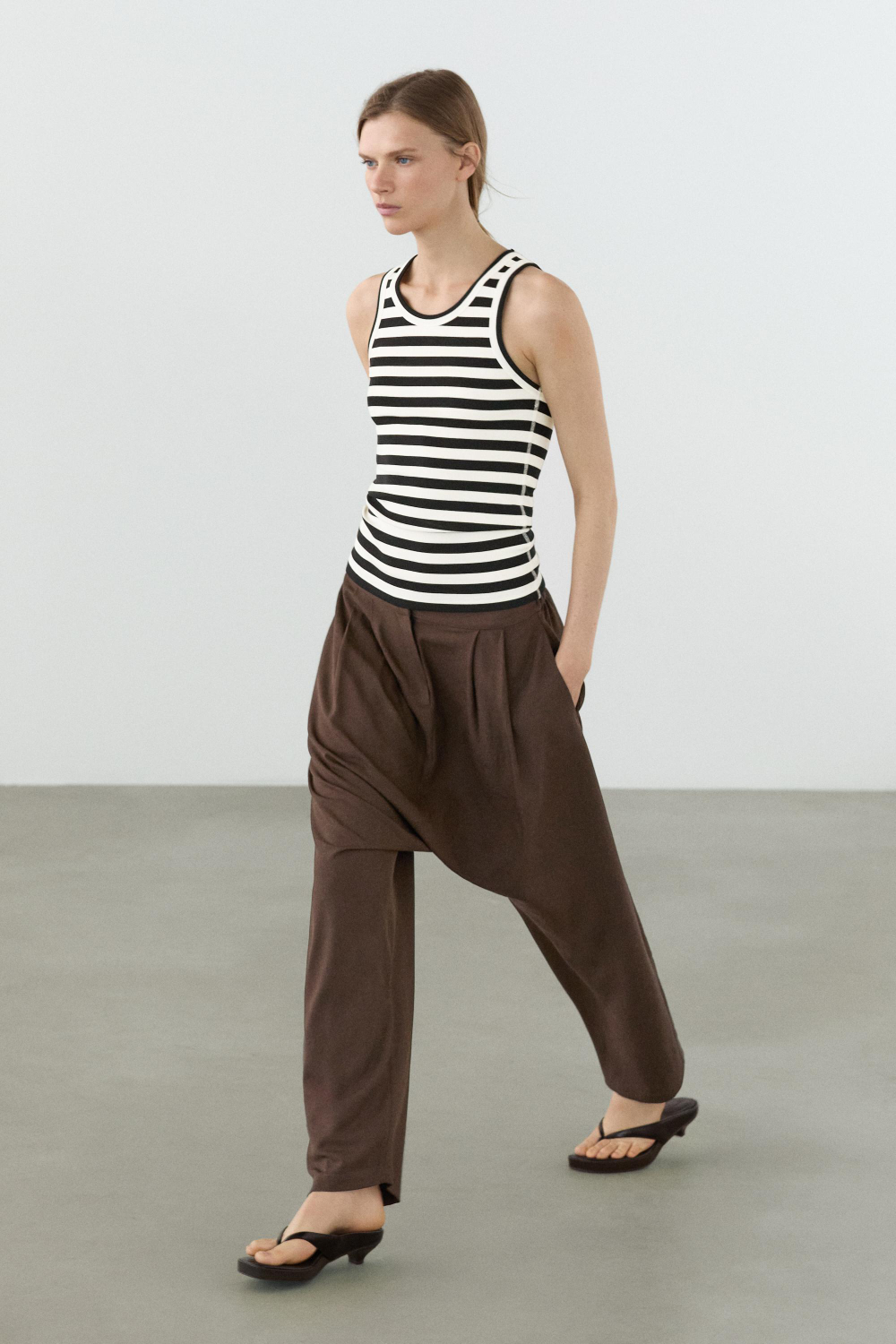 Massimo Dutti Топ в рубчик, черный