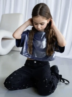 Футболка синяя праздничная для девочки