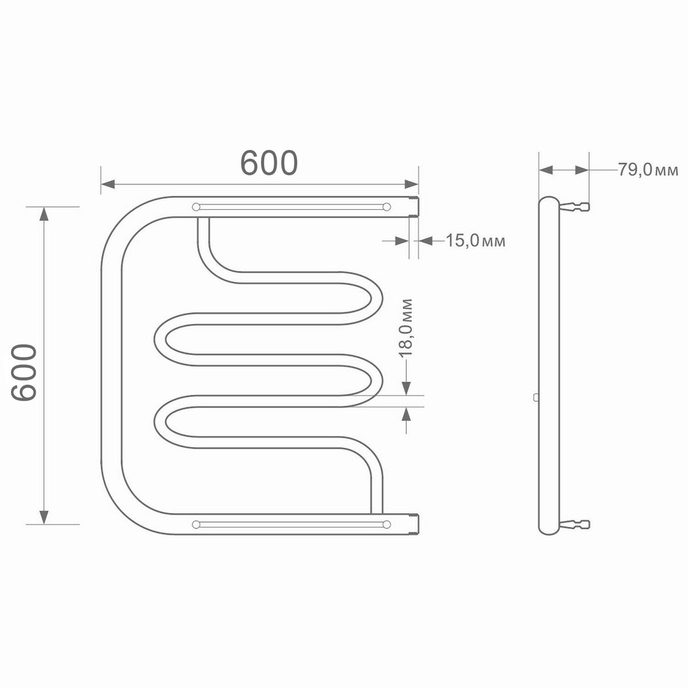 Полотенцесушитель MIXLINE SIMPLE PM2 60х60 1'' ПОЛКА