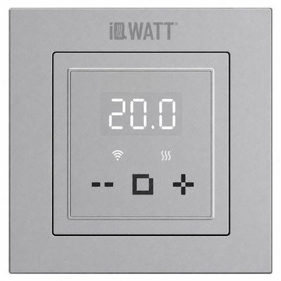 Регулятор температуры пола и воздуха IQWATT 400428 16А 220В, программируемый, металлик, Wi-Fi, 45х45 (55х55) мм, IQ D