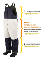 Полукомбинезон на меху из овечьей шерсти