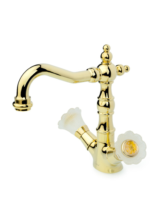 Boheme Смеситель для умывальника высокий, Camelia золото_Комплект