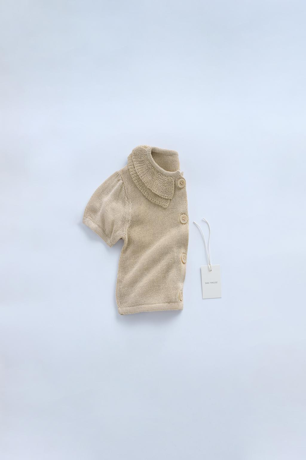 ZARA КАРДИГАН С КОРОТКИМИ РУКАВАМИ — TIMELESZ, ПЕСОЧНЫЙ