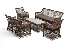 "Асти" лаунж-зона из искусственного ротанга на 6 персоны, цвет коричневый