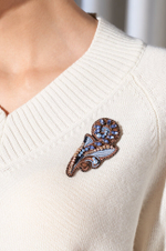 8378 Брошь (коричнево-голубой)