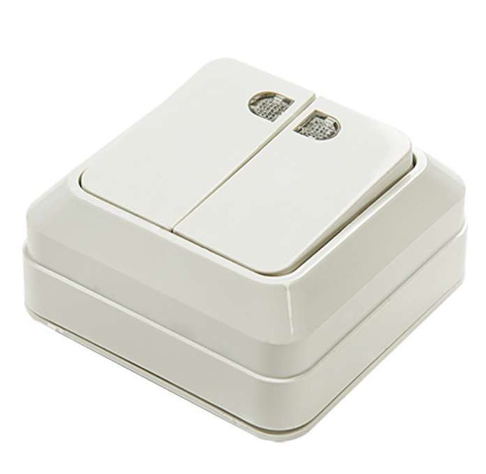 Выключатель 2-кл. ОП Bolleto 10А IP20 7123 накладной с подсветкой бел. ASD / IN HOME 4680005959778 Выключатель 2-кл. ОП Bolleto 10А IP20 7123 накладной с подсветкой бел. ASD / IN HOME 4680005959778