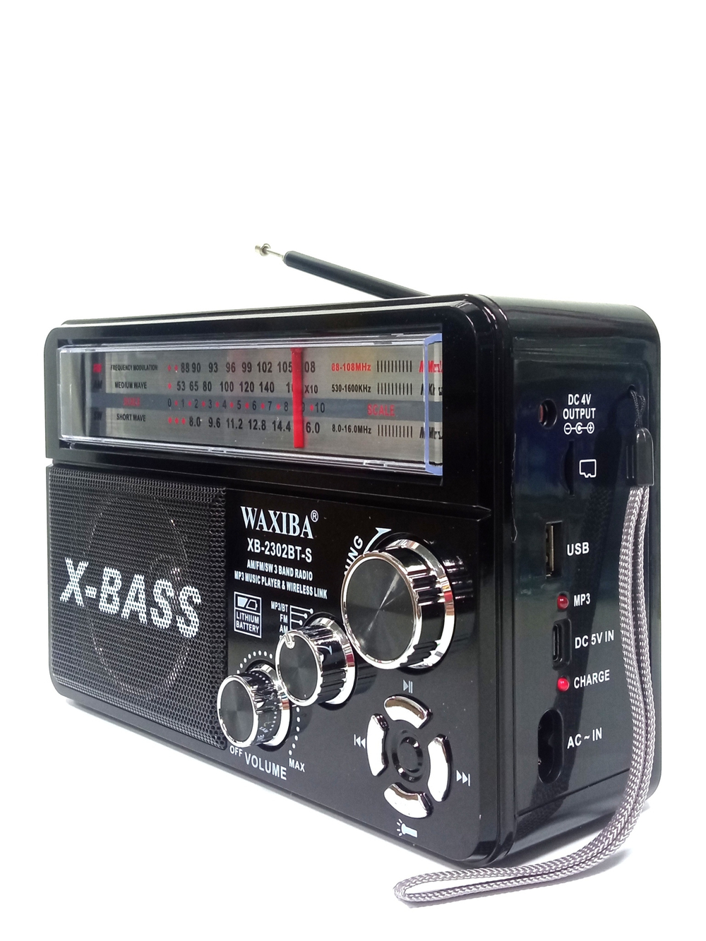 Радиоприемник с MP3 плеером и Bluetooth +фонарь Waxiba XB-2302BT-S