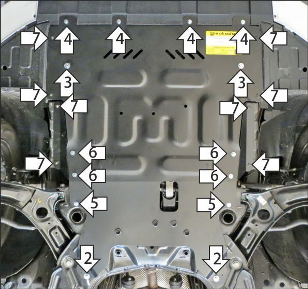 Защита стальная 2 мм Д, КПП BAIC U5 Plus MOTODOR.78502