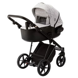 Детская коляска Adamex Porto 2 в 1 PO-PS12B (СВ.СЕР.БЕРЕЗКА+ЧЕРНАЯ КОЖА)