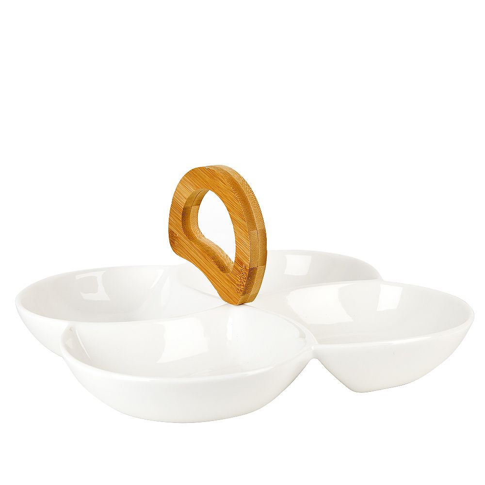 Менажница 4-х секционная "Naturel" 26*26*13см (подарочная упаковка)