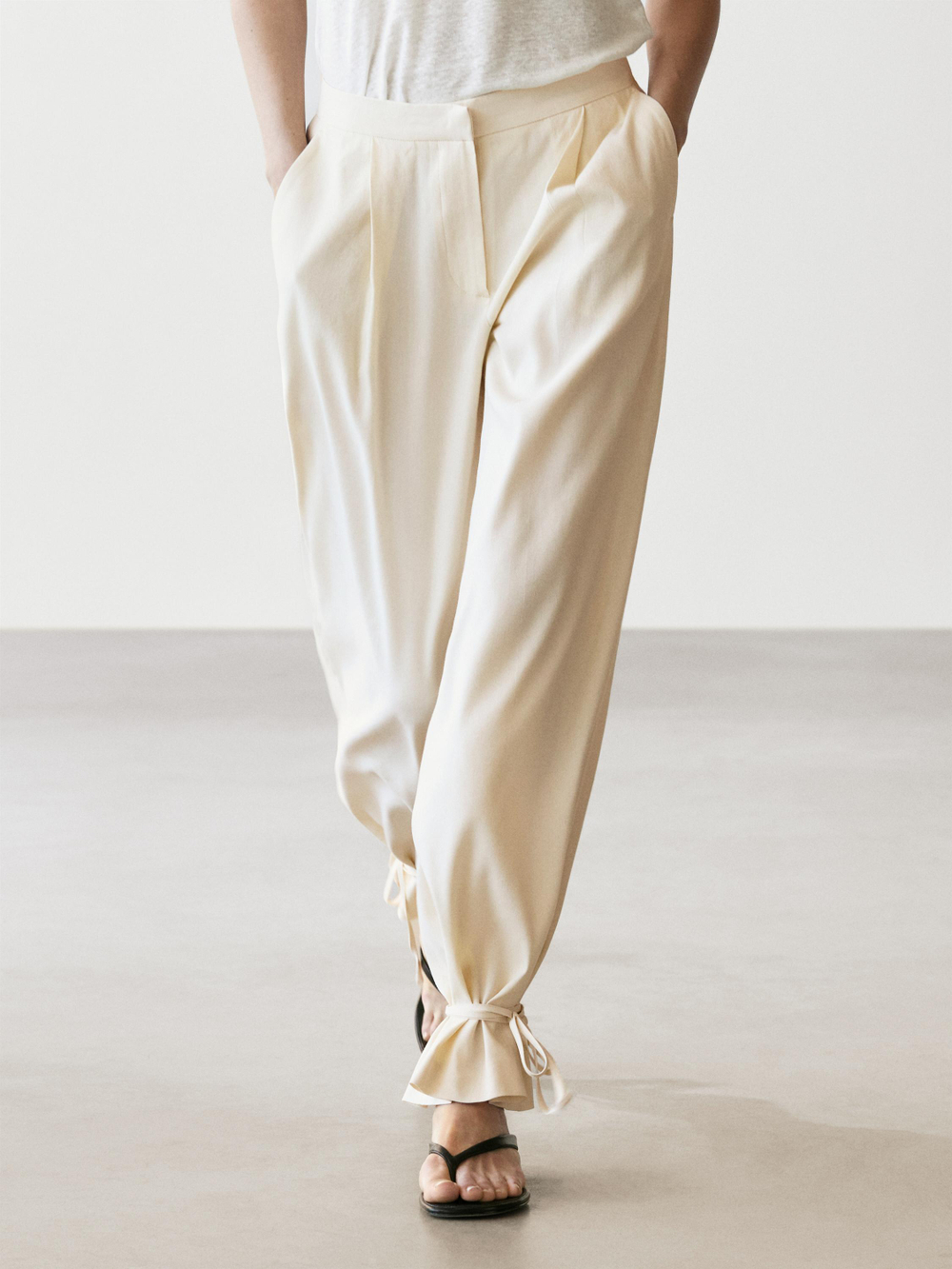 Massimo Dutti Свободные брюки бочкообразного кроя, песочный