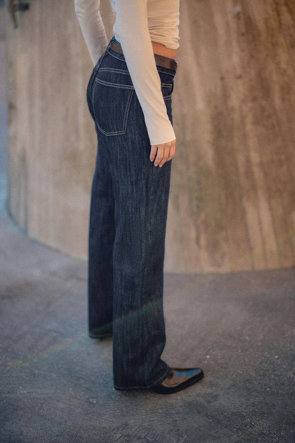 ZARA ДЖИНСЫ TRF WIDE LEG С НИЗКОЙ ПОСАДКОЙ, ТЕМНЫЙ ИНДИГО