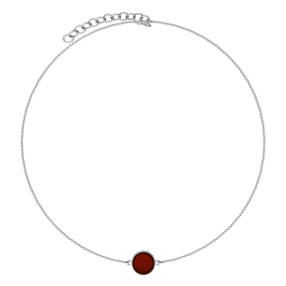 Колье Круг с вишневым янтарем