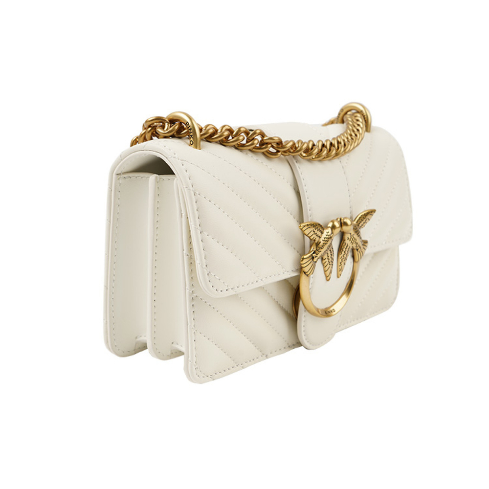 Сумка Pinko Quilt Classic Rhombus Chain Shoulder Strap Sheepskin Bird Swallow Bag Shoulder Messenger Bag Mini Women's White, 1P22JU-Y7SQ-Z14Q