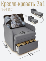 Кресло-кровать "Миник" с подлокотниками Dream Grey купон Котенок в клубках