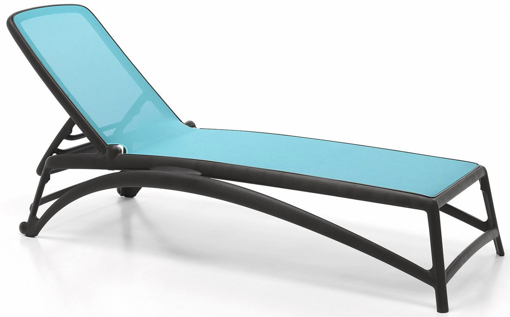 Шезлонг-лежак пластиковый Nardi Atlantico, антрацит, голубой