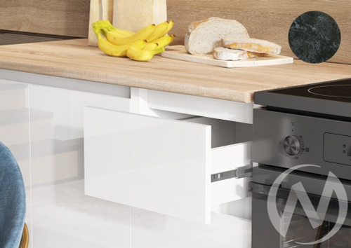 Кухня Челси 2;0м (белый/белый глянец холодный; белый/кастилло темный)