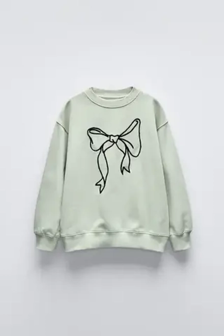 ZARA ТОЛСТОВКА С БАНТОМ, ЦВЕТ МОРСКОЙ ВОЛНЫ