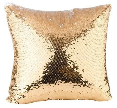 Чехол под печать для сувенирной подушки с Пайетками КВАДРАТ 40x40 см (Золотой/Белый)