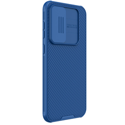 Чехол синего цвета с защитной шторкой для камеры от Nillkin на Samsung Galaxy S23 FE, серия CamShield Pro Case