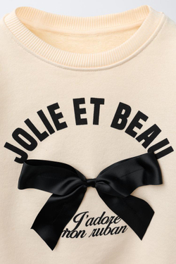 ZARA ТОЛСТОВКА С БАНТОМ, ЭКРЮ