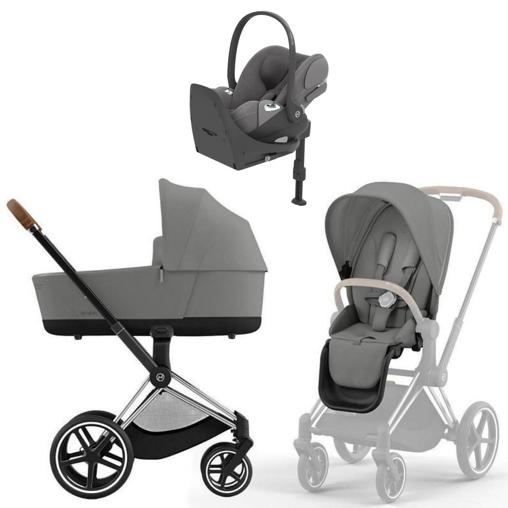 Коляска Cybex Priam IV Chrome Brown complete Cloud T Mirage Grey Plus Base T 4 в 1 Mirage Grey