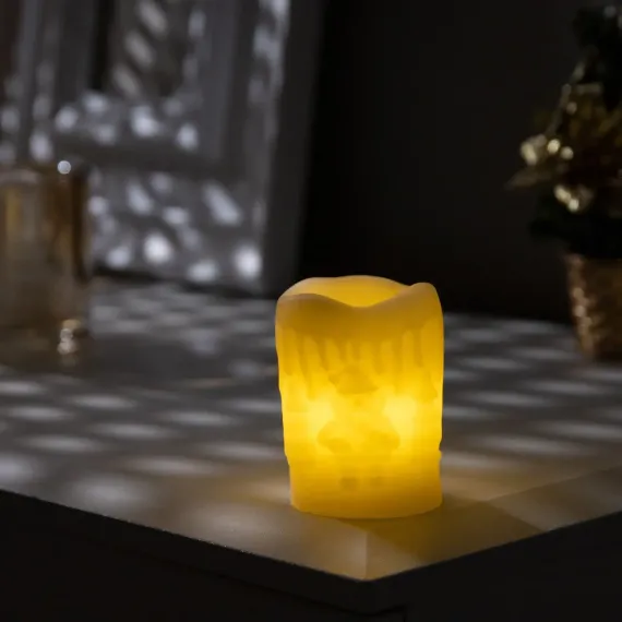 Светодиодная фигура Свеча 4.5×7.5×4.5 см., пластик, батарейки AG13х3, свечение тёплое белое, Luazon Lighting (9616728)